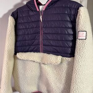 Ivory Ella Purple Quilted Jacket with Pink Trim